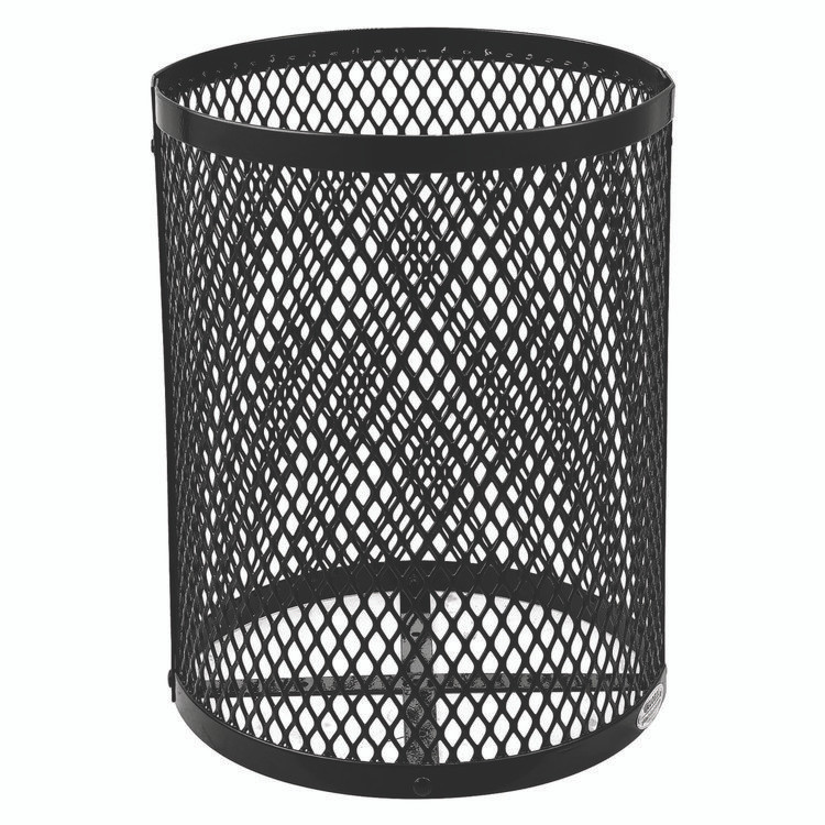 GLOBAL INDUSTRIAL 261926BK Outdoor Diamond Steel Trash Can, Rain Bonnet Lid, 36 gal, Black