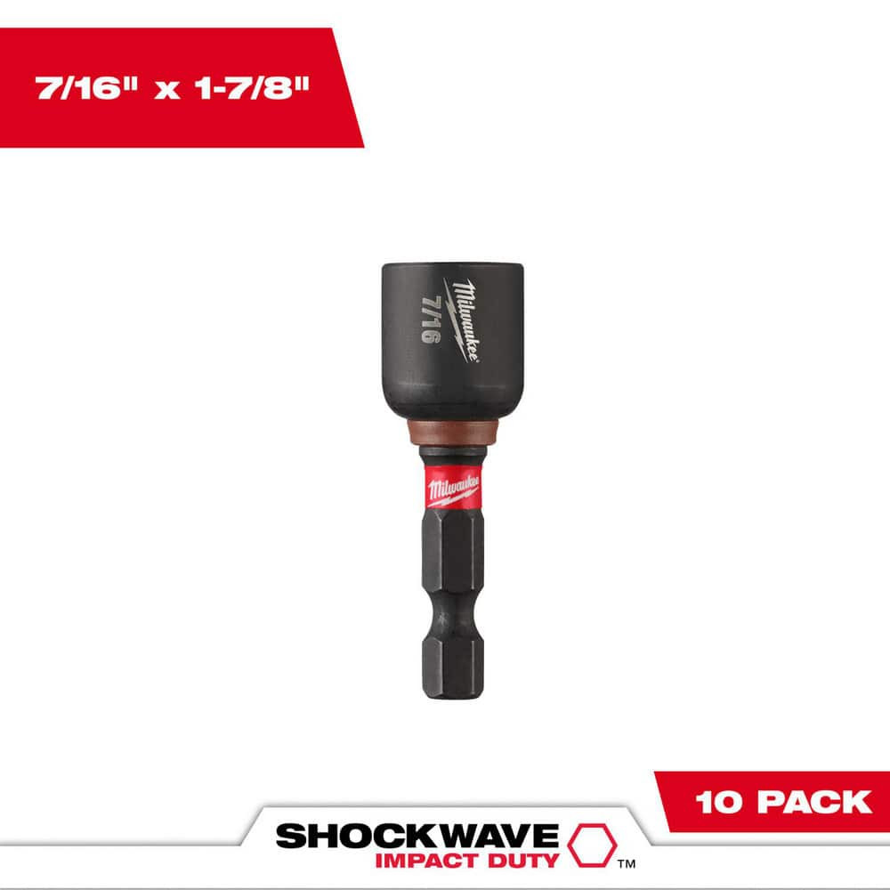Milwaukee Tool 49-66-0506 Power & Impact Screwdriver Bit Sets; Bit Type: Impact Nut Driver ; Point Type: Hex ; Drive Size: 7/16 ; Overall Length (Inch): 1-7/8 ; Hex Size Range (Inch): 1/4 ; Blade Width: 1/4