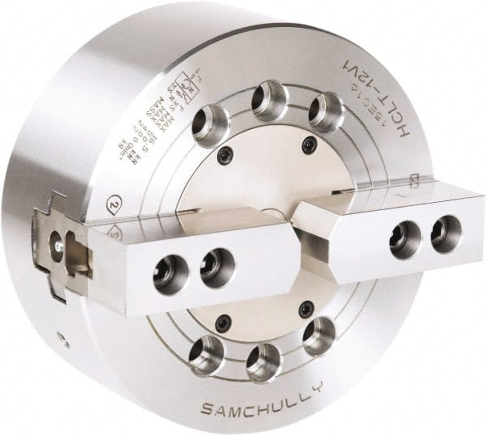 Samchully HCLT-10 Hydraulic Power Lathe Chuck: 254 mm Dia, 2 Jaws, Plain Back Mount