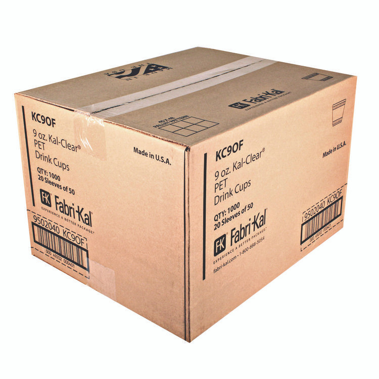 FABRI-KAL KC9OF Kal-Clear PET Cold Drink Cups, Old Fashioned Glass, 9 oz, Plastic, Clear, 50/Sleeve, 20 Sleeves/Carton