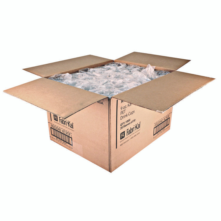 FABRI-KAL KC9OF Kal-Clear PET Cold Drink Cups, Old Fashioned Glass, 9 oz, Plastic, Clear, 50/Sleeve, 20 Sleeves/Carton