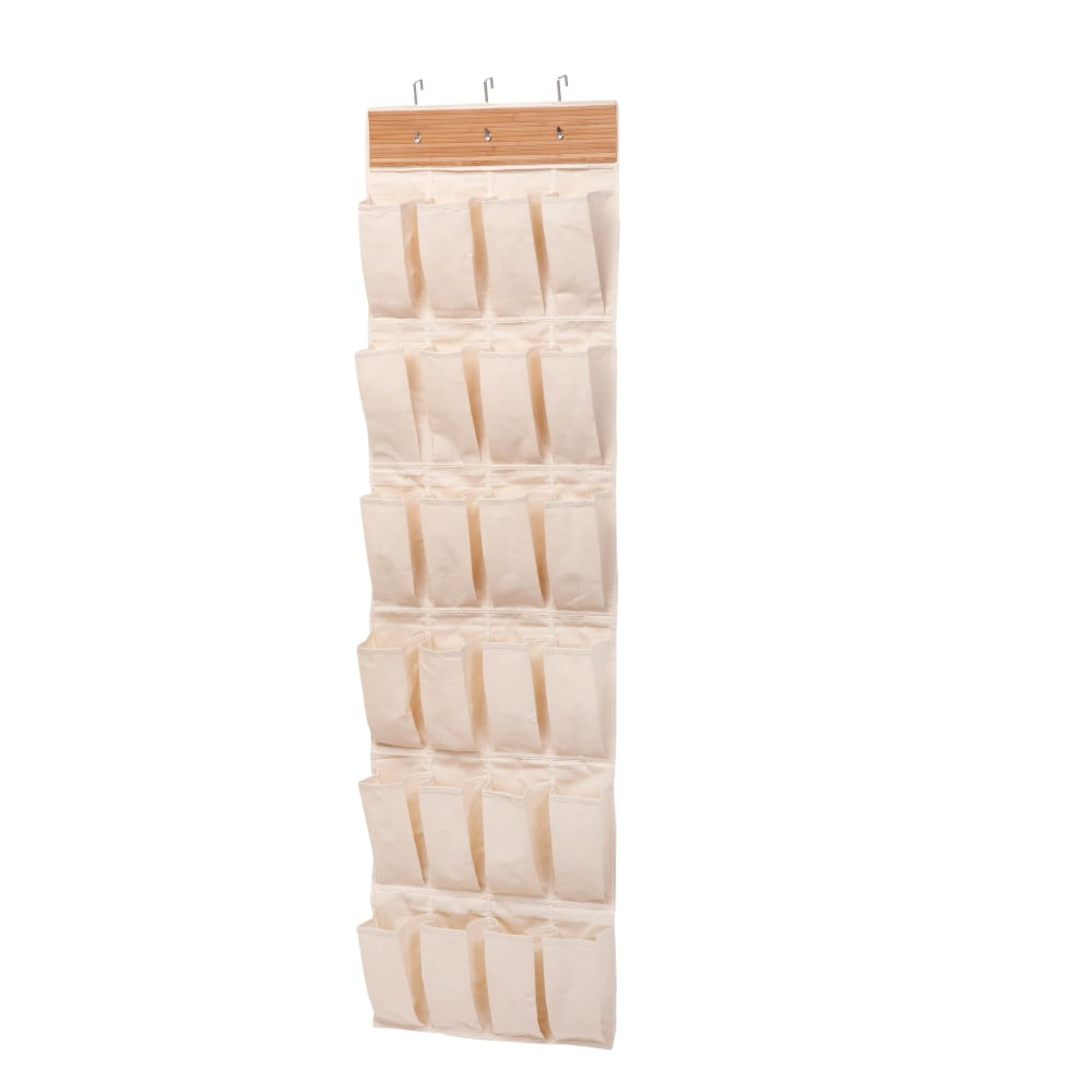 HONEY-CAN-DO INTERNATIONAL, LLC Honey Can Do SFT-01002 Honey-Can-Do Over-The-Door 24-Pocket Closet Organizer, 57inH x 21inW x 2 1/2inD, Green/Natural Bamboo