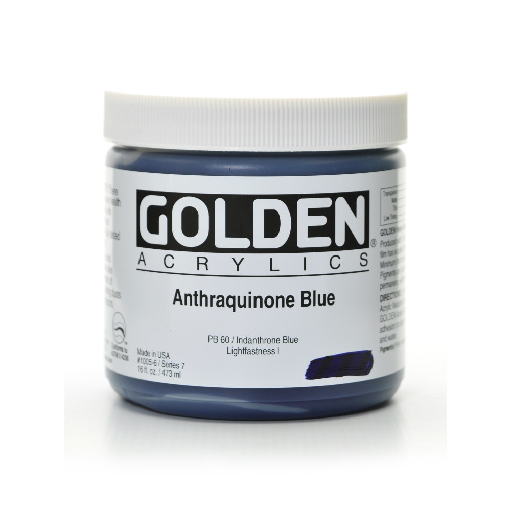 GOLDEN ARTIST COLORS, INC. Golden 1005-6  Heavy Body Acrylic Paint, 16 Oz, Anthraquinone Blue