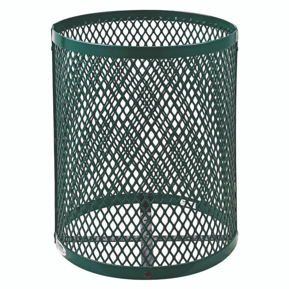 GLOBAL INDUSTRIAL 261948GN Outdoor Diamond Steel Trash Can, 36 gal, Dome Lid, Green