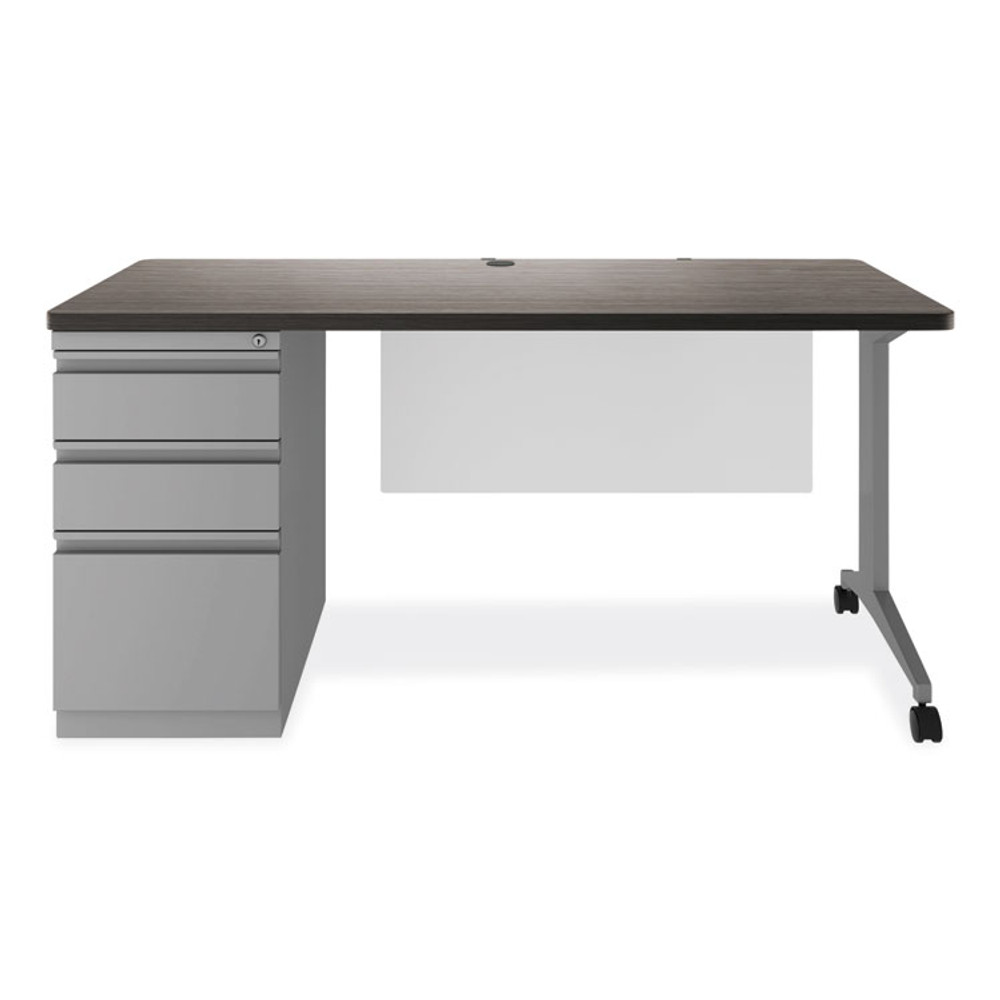 ALERA MSD6024CH Modern Teacher Series Pedestal Desk, Left-Side Pedestal: Box/Box/File, 60" x 24" x 28.75", Charcoal Woodgrain/Gray