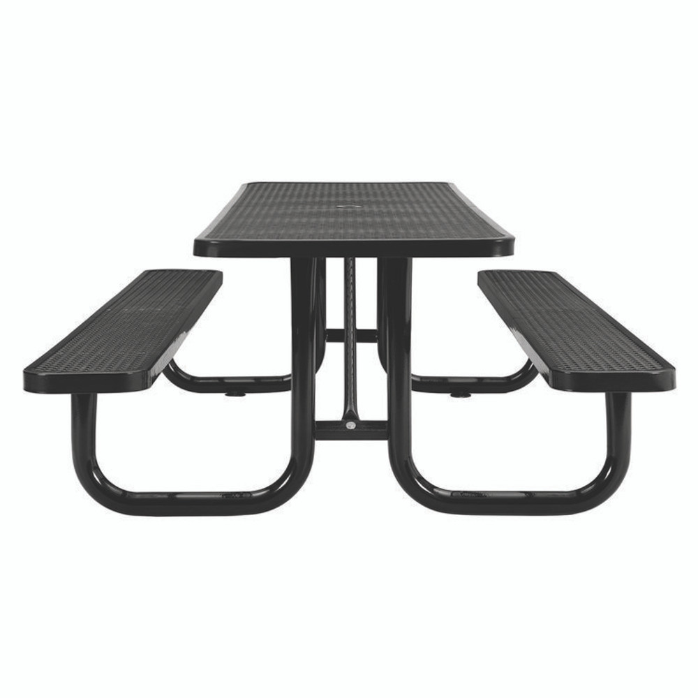 GLOBAL INDUSTRIAL 277153BK Expanded Steel Picnic Table, Rectangular, 96 x 62 x 29.5, Black Top, Black Base/Legs