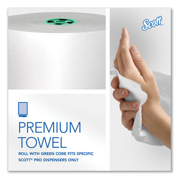 KIMBERLY-CLARK PROFESSIONAL Scott® 43961 Pro Hard Roll Paper Towels with Absorbency Pockets for Scott Pro Dispenser, Green Core Only, 1-Ply, 7.5" x 900 ft,6 Rolls/CT