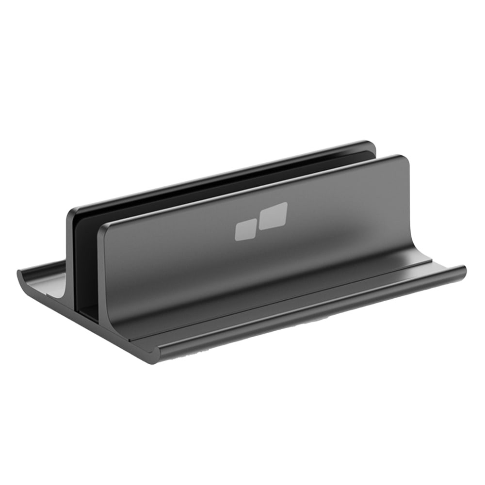 Organize your office space with the Mobile Pixels Vertical Laptop Stand. This durable stand is adjustable to suit a variety of devices.  Made from durable aluminum.  Compatible with iPad or iPhone, MacBook Pro or MacBook Air, Microsoft Surface, laptops and notebook.s  Adjustable design holds devices between the thickness of 11/16in to 1-5/8in.  Anti-slip supports keep the stand upright and stable.  Cradle up to 1 laptop and 1 smartphone or table.  Weight capacity tested to support 5 lb.  Backed by the manufacturers 1-year limited warranty.