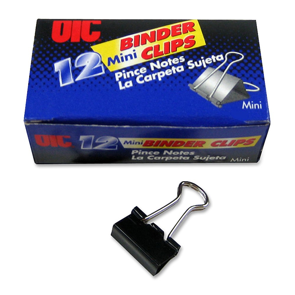 Ideal for temporary binding and upright hanging of documents, these OIC binder clips make it easy to hold together and display packets of paper. With a reliable hold, you wonT have to worry about papers coming loose as you move between locations.  OIC small binder clips keep files organized and secure.  Handle of the black binder clips remains upright for handling and hanging. Folds flat for storage.  Handle can be removed for permanent binding.  Mini binder clips metal construction is corrosion-resistant for years of use.  1/4in Capacity.