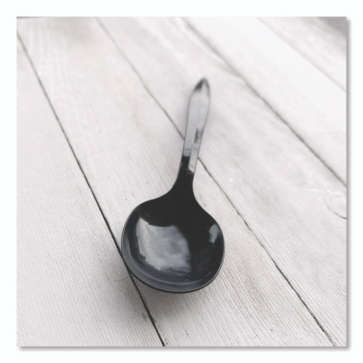 BOARDWALK SOUPBLHVY Heavyweight Polypropylene Cutlery, Soup Spoon, Plastic, Black, 1,000/Carton