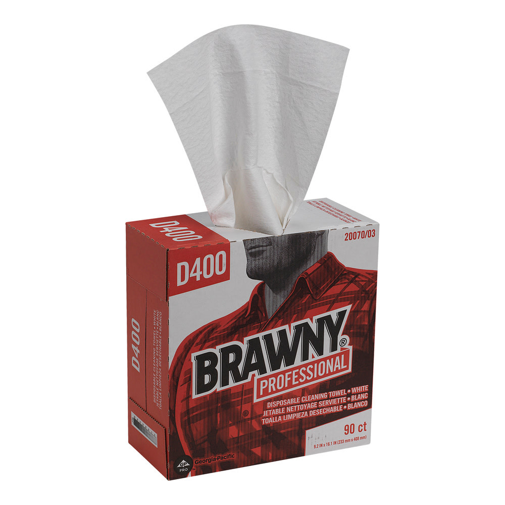 ADVANTUS CORP. Brawny 2007003  Industrial Medium-Duty Premium Wipes, 9 1/4in x 16 3/8in, White, Box Of 90