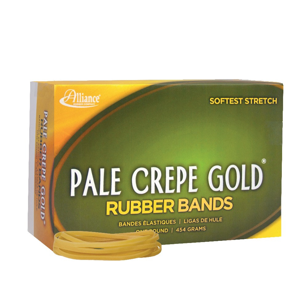 ALLIANCE RUBBER CO 20335 Alliance Rubber Pale Crepe Gold Rubber Bands, #33, 3 1/2in x 1/8in, 1 Lb, Box Of 970
