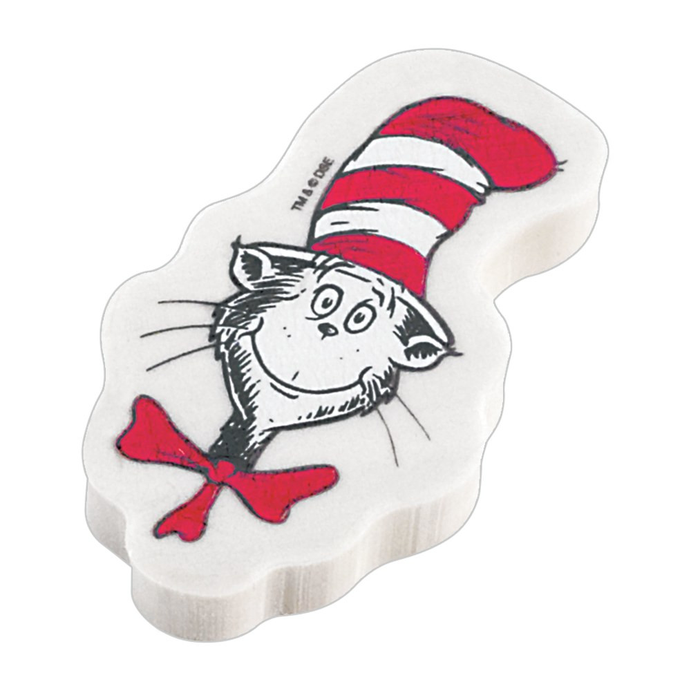 PARTY CITY CORPORATION Amscan 849153  Dr. Seuss Cat In The Hat Eraser Favors, 1-1/4in x 1-1/4in x 1/4in, White, 12 Erasers Per Pack, Set Of 4 Packs