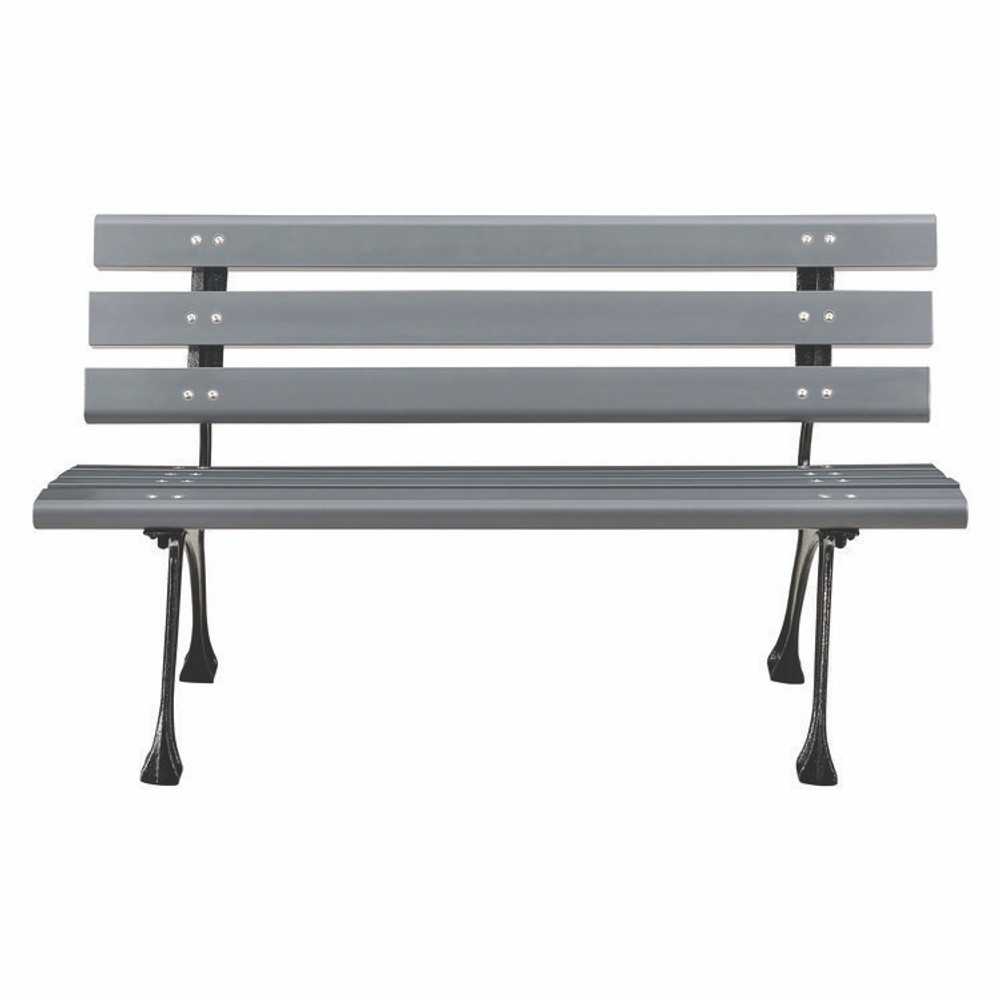 GLOBAL INDUSTRIAL 240125GY Recycled Plastic Benches with Back, 48" x 23" x 28", Gray Seat/Back, Gray Base