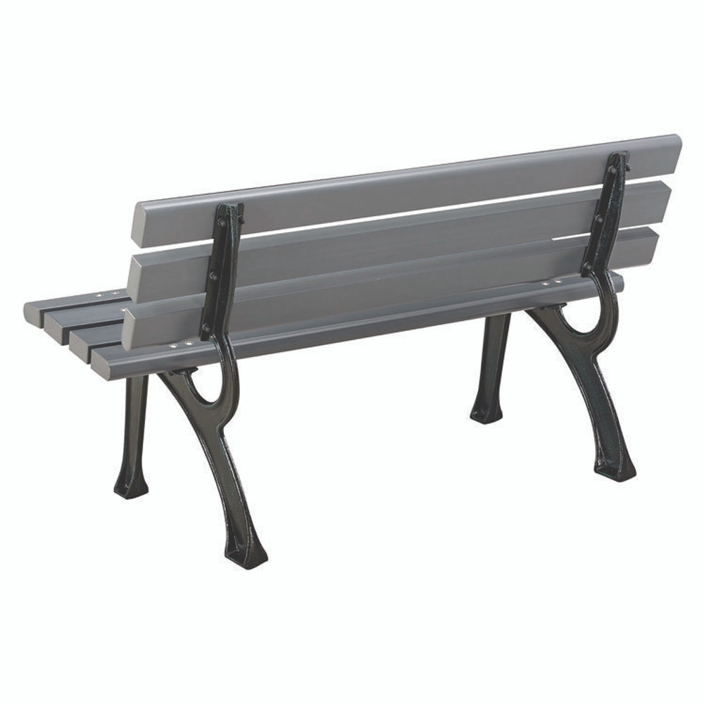 GLOBAL INDUSTRIAL 240125GY Recycled Plastic Benches with Back, 48" x 23" x 28", Gray Seat/Back, Gray Base
