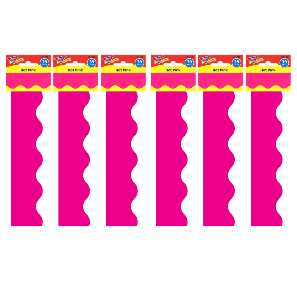 EDUCATORS RESOURCE Trend T-91256-6  Terrific Trimmers, Hot Pink, 39ft Per Pack, Set Of 6 Packs