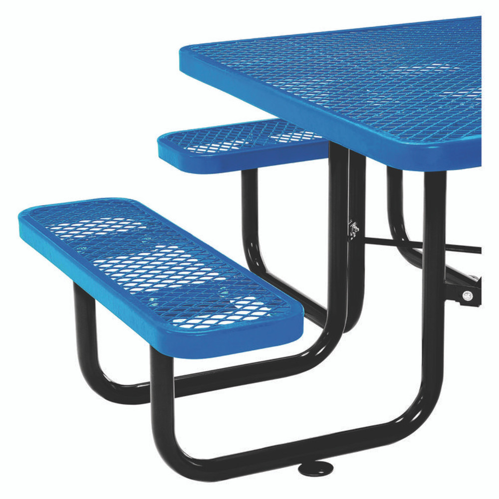 GLOBAL INDUSTRIAL 277151BL Expanded Steel Picnic Table, Square, 81 x 81 x 29.5, Blue Top, Blue Base/Legs