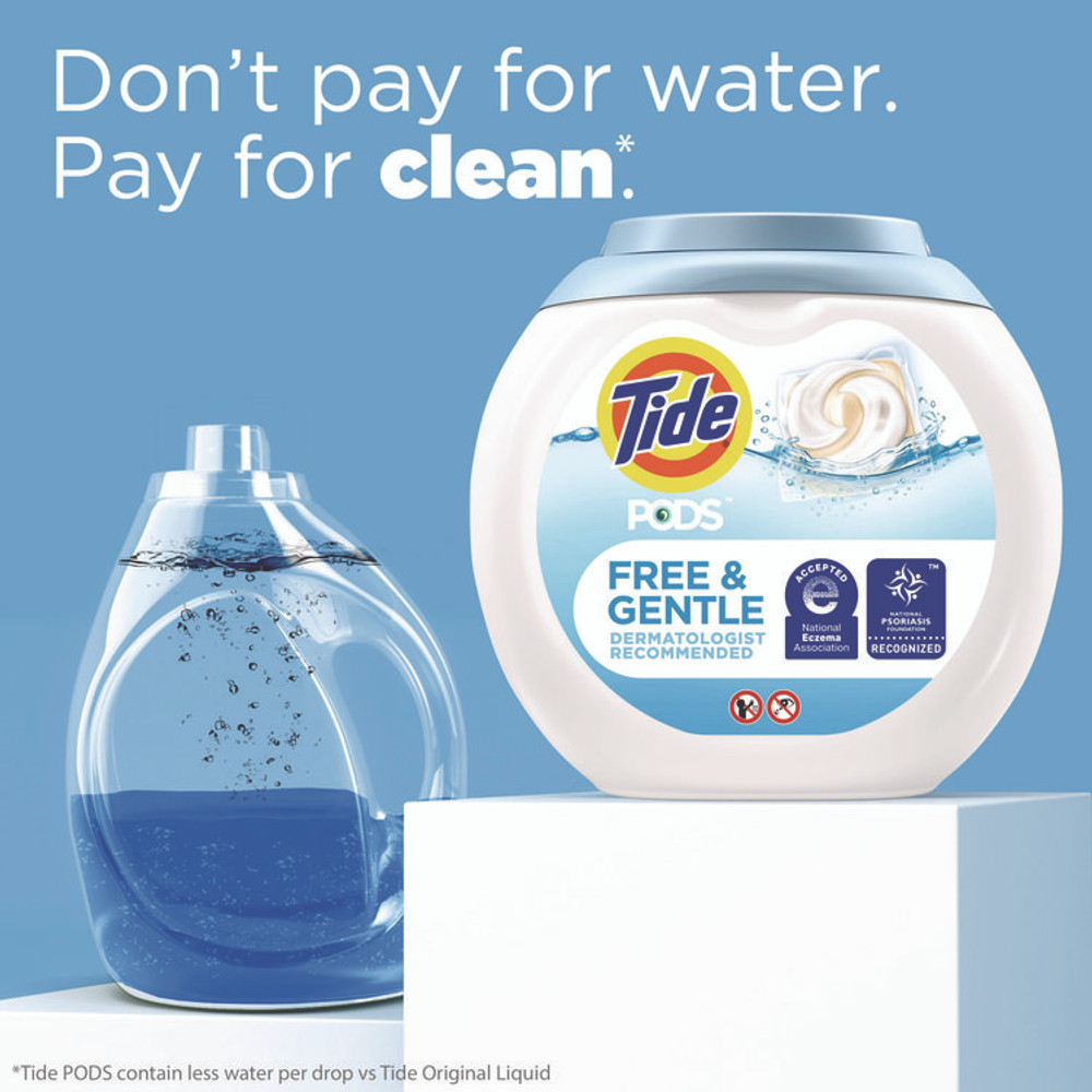 PROCTER & GAMBLE Tide® 09488EA PODS Laundry Detergent, Free and Gentle, 63 oz Tub, 76 Pacs/Tub