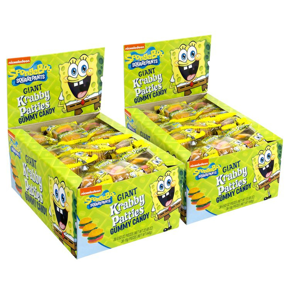 FRANKFORD CANDY, LLC Nickelodeon™ 60004072 SpongeBob Squarepants Giant Krabby Patties Gummy Candy, Fruity, 0.63 oz Packet, 36/Bag, 2/Carton