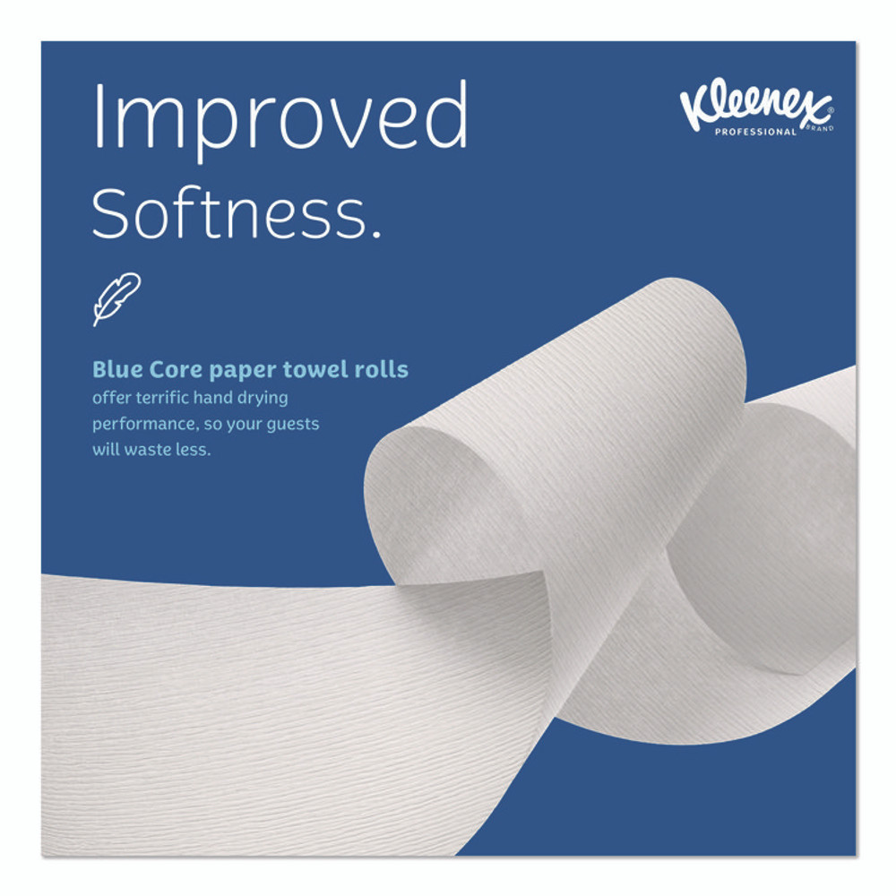 KIMBERLY-CLARK PROFESSIONAL Kleenex® 25639 Hard Roll Paper Towels with Premium Absorbency Pockets with Colored Core, Gray Core, 1-Ply, 7.5" x 700 ft, White, 6 Rolls/CT