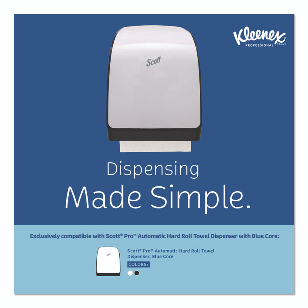 KIMBERLY-CLARK PROFESSIONAL Kleenex® 25639 Hard Roll Paper Towels with Premium Absorbency Pockets with Colored Core, Gray Core, 1-Ply, 7.5" x 700 ft, White, 6 Rolls/CT