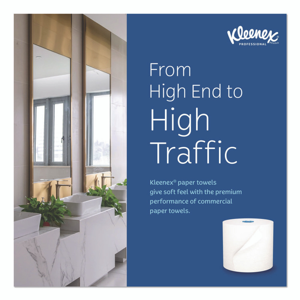 KIMBERLY-CLARK PROFESSIONAL Kleenex® 25639 Hard Roll Paper Towels with Premium Absorbency Pockets with Colored Core, Gray Core, 1-Ply, 7.5" x 700 ft, White, 6 Rolls/CT
