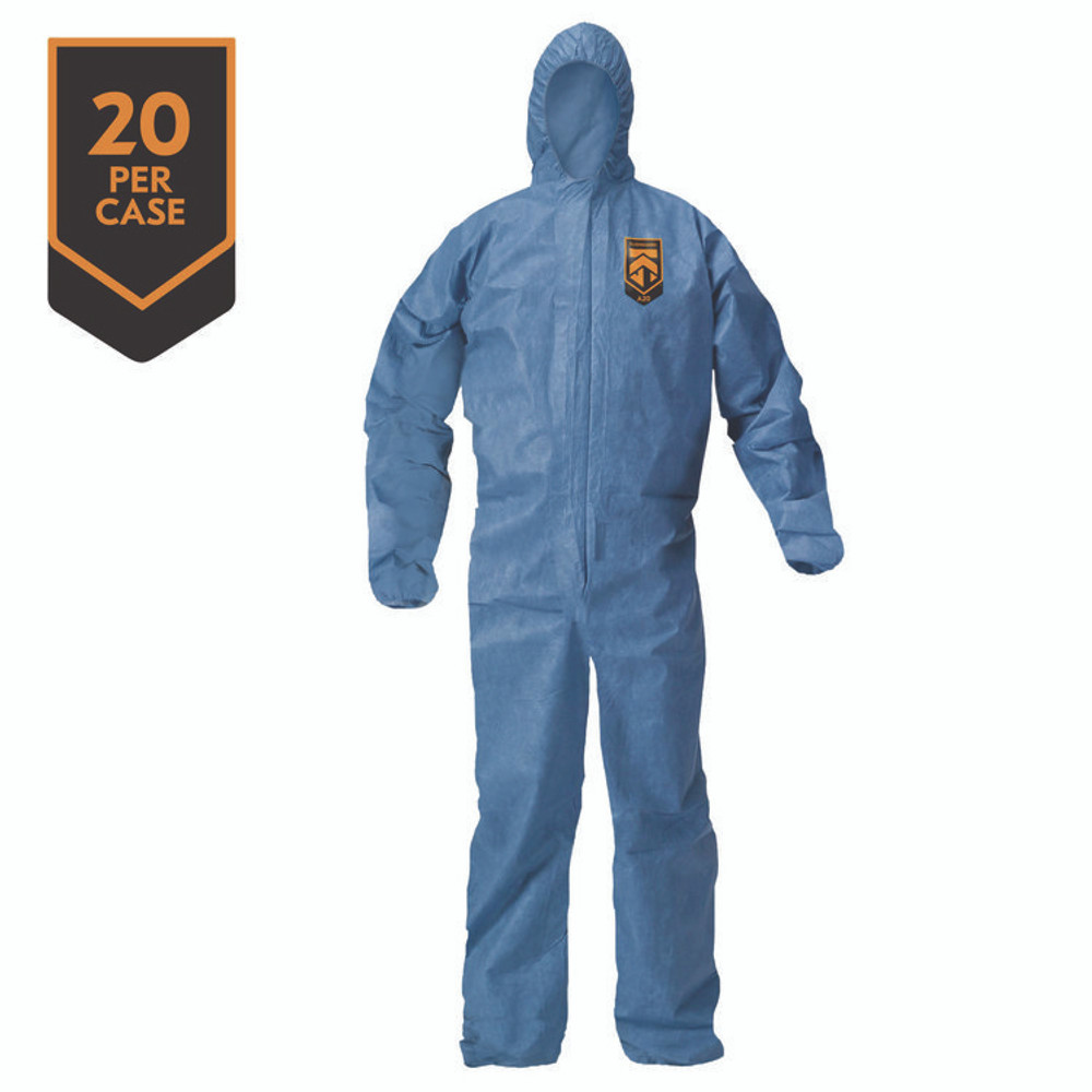 SMITH AND WESSON KleenGuard™ 58516 A20 Breathable Particle Protection Coveralls, Zip Front, Hood, Elastic Back, Wrists, Ankles, 3X-Large, Blue, 20/Carton