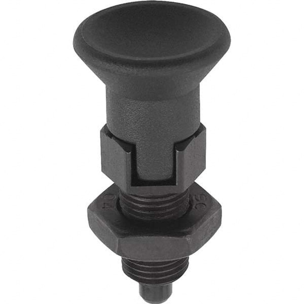 KIPP K0338.04412AO 3/4-16, 25mm Thread Length, 12mm Plunger Diam, Hardened Locking Pin Knob Handle Indexing Plunger