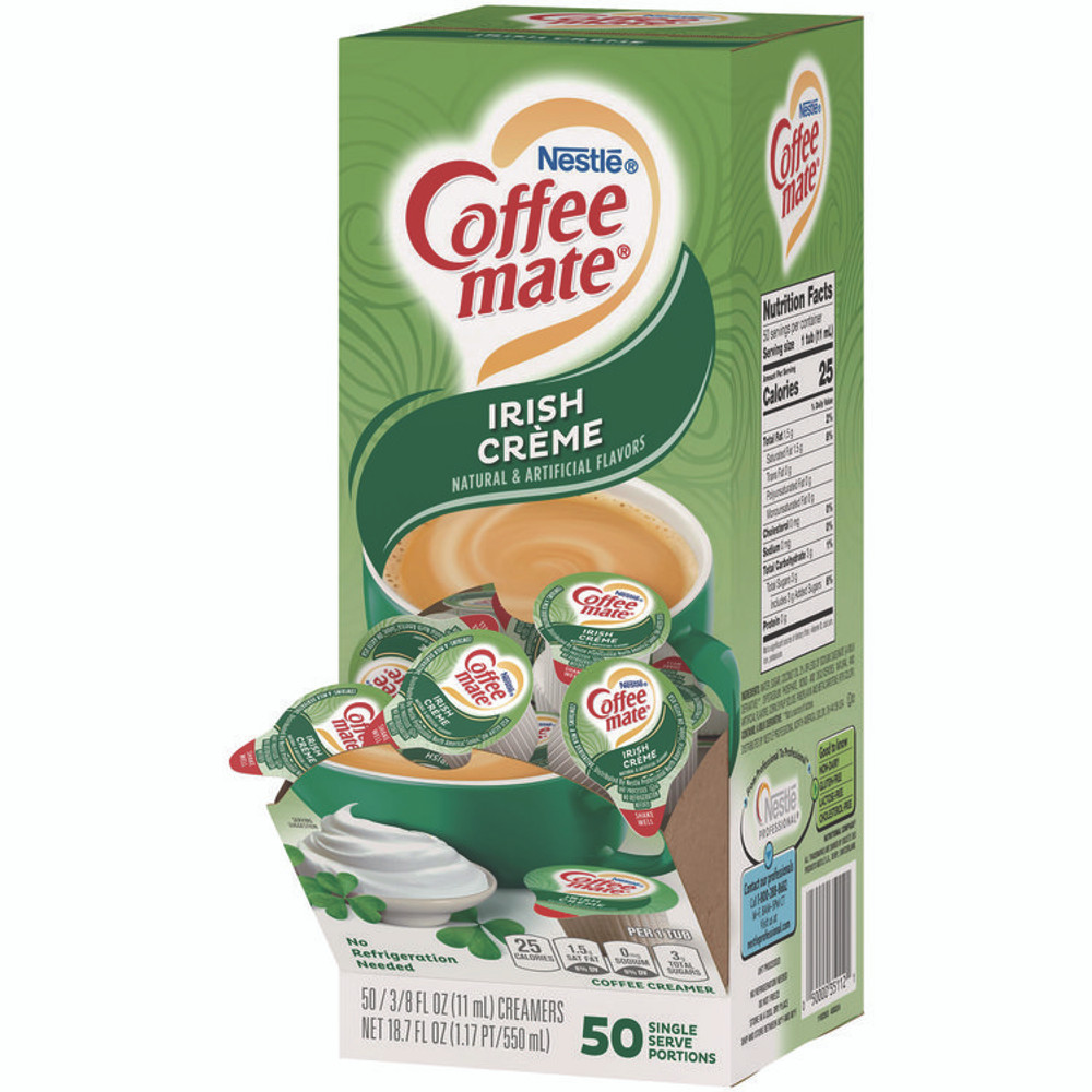 NESTLE Coffee mate® 35112 Liquid Coffee Creamer, Irish Creme, 0.38 oz Mini Cups, 50/Box