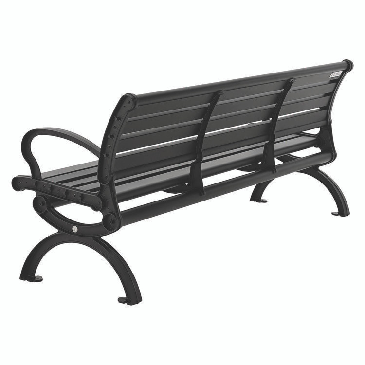 GLOBAL INDUSTRIAL 436978BK Aluminum Bench with Back, 73" x 22.75" x 30.75", Black Seat/Back, Black Base
