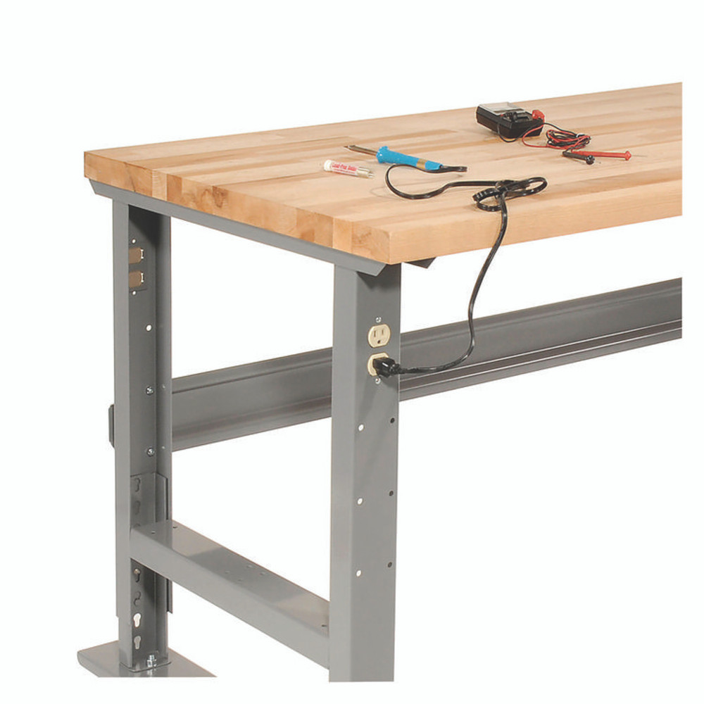 GLOBAL INDUSTRIAL 183168A Light Duty Butcher Block Top Adjustable Height Workbench, 800 lbs, 72 x 30 x 36 to 43, Gray