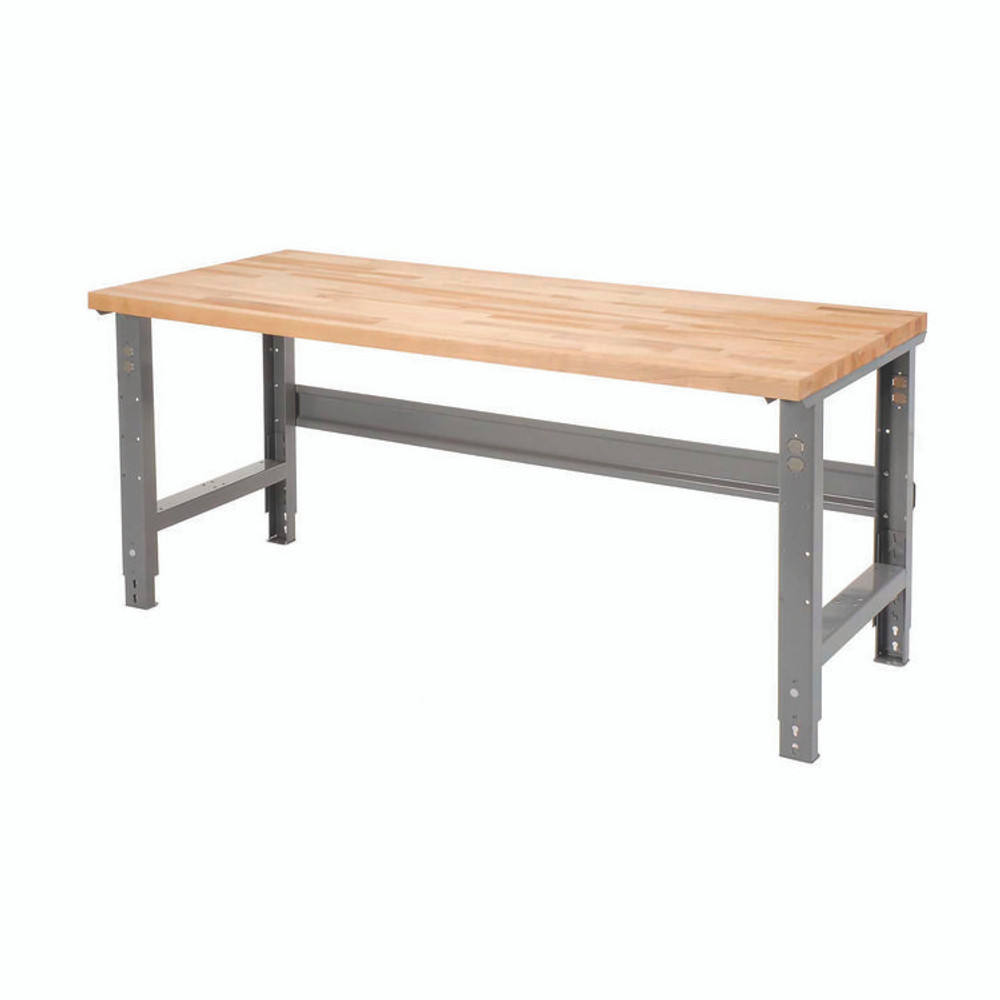 GLOBAL INDUSTRIAL 183166 Standard Duty Butcher Block Top Adjustable Height Workbench, 2,000 lbs, 60 x 30 x 30.88 to 36.88, Gray