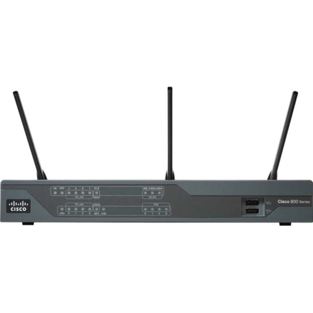 CISCO C897VA-K9  897VA Gigabit Ethernet Security Router - 9 Ports - 8 RJ-45 Port(s) - PoE Ports - Management Port - 1 - Gigabit Ethernet - VDSL2 - Desktop - 1 Year