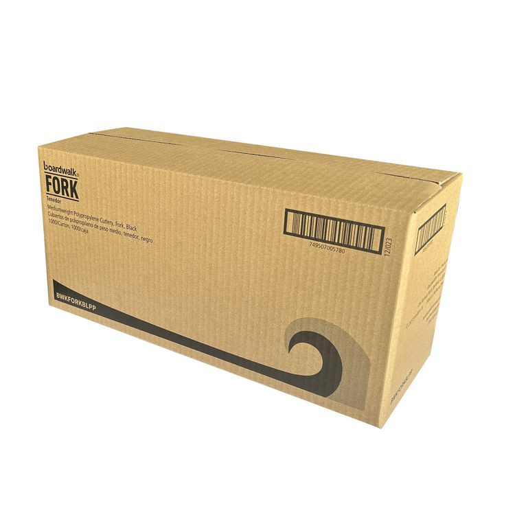 BOARDWALK FORKBLPP Mediumweight Polypropylene Cutlery, Fork, Plastic, Black, 1,000/Carton