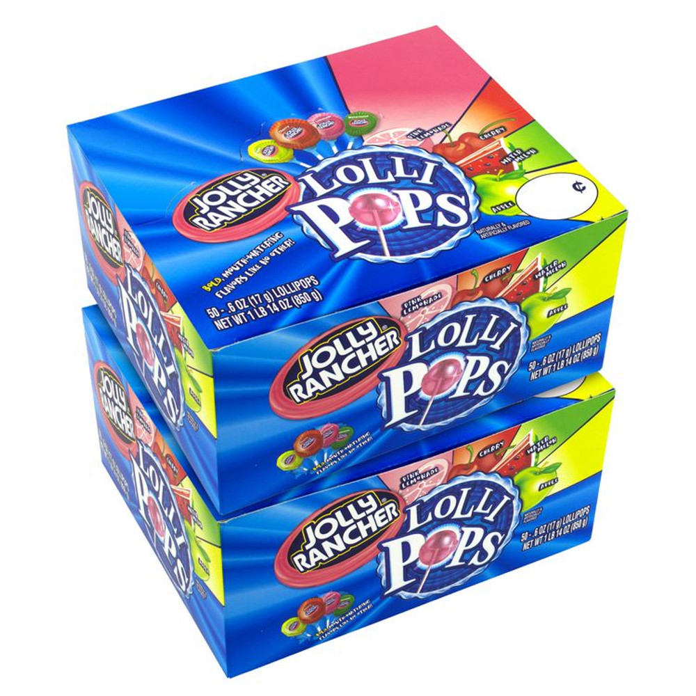 THE HERSHEY COMPANY Jolly Rancher® 60004065 Lollipops Assortment, Assorted Flavors, 0.6 oz Individually Wrapped, 50/Box, 2 Boxes/Carton