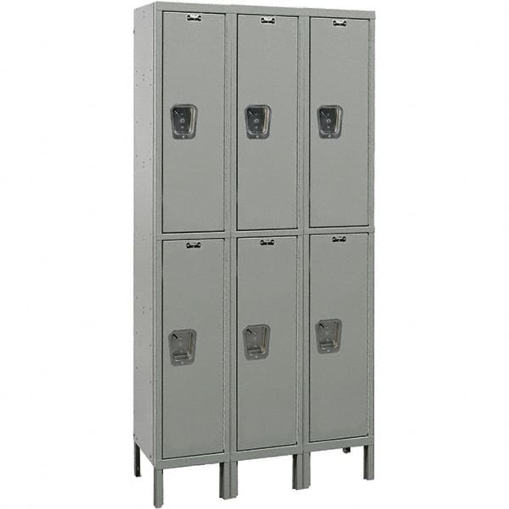 Hallowell UY3888-2A-HG 3-Wide Locker: 18" Wide, 78" High, Padlock