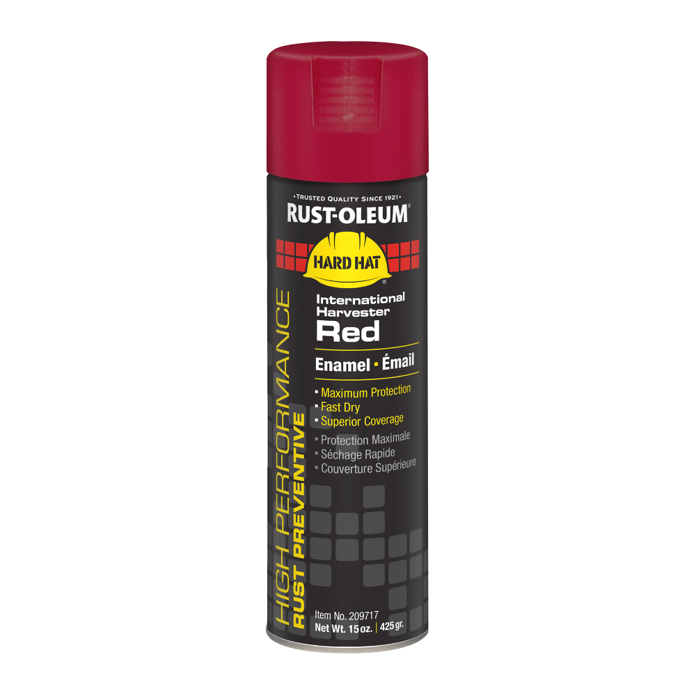 RUST-OLEUM CORPORATION 209717 Rust-Oleum Hard Hat High Performance V2100 System Rust Preventive Enamel Farm Equipment Spray Paint, 15 Oz, Gloss International Harvester Red, Case Of 6 Cans