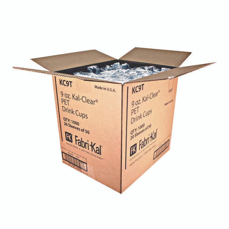 FABRI-KAL KC9T Kal-Clear True PET Cold Drink Cups, 9 oz, Plastic, Clear, 50/Bag, 20 Bags/Carton