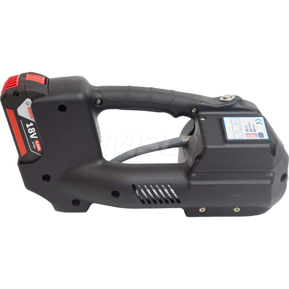 Value Collection BT2450 1/2-SET Strapping Power Tool. Tensions up to 550 LBS and seals strap with a friction weld. Comes with 2 batteries and charger