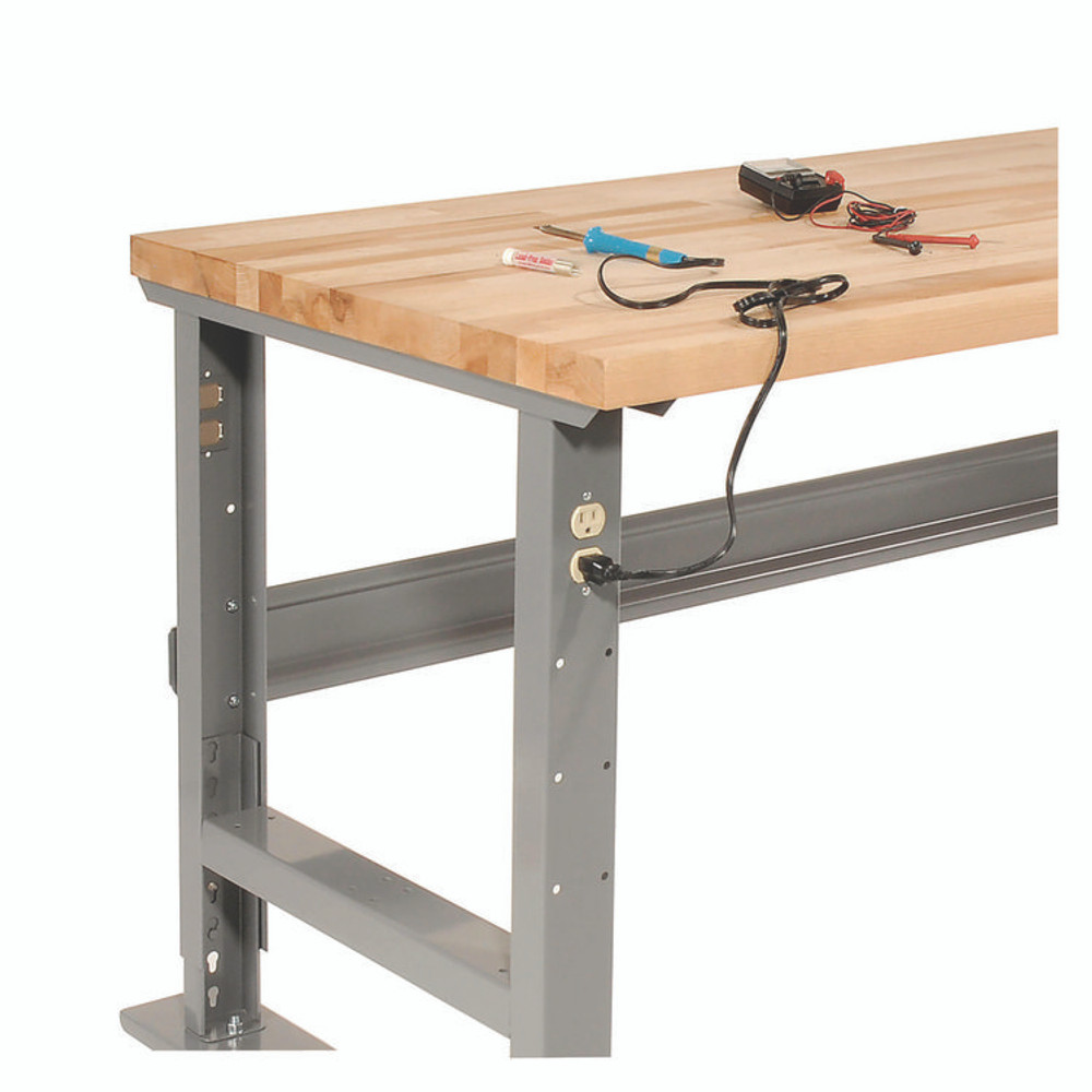 GLOBAL INDUSTRIAL 183149A Light Duty Butcher Block Top Adjustable Height Workbench, 800 lbs, 48 x 30 x 36 to 43, Gray