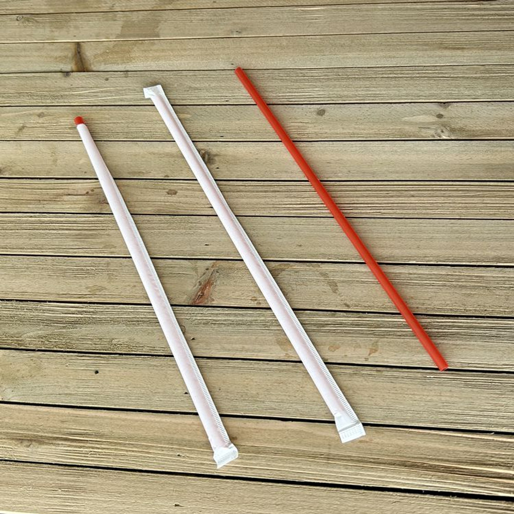 BOARDWALK JSTW1025RED Wrapped Jumbo Straws, 10.25", Polypropylene, Red, 2,000/Carton