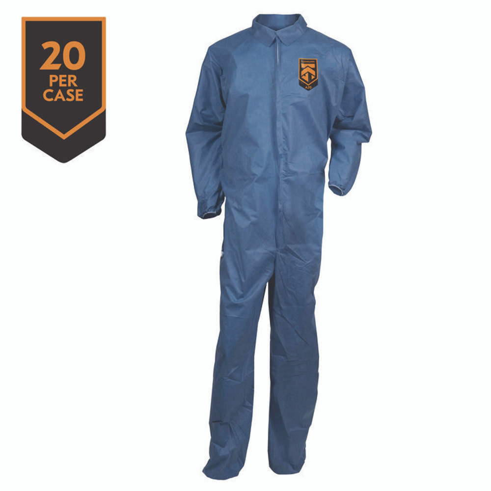 SMITH AND WESSON KleenGuard™ 58506 A20 Breathable Particle Protection Coveralls, Zip Front, Elastic Back, Wrists, Ankles, 3X-Large, Blue, 20/Carton