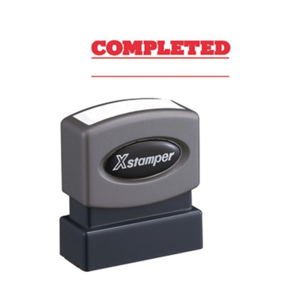 SHACHIHATA INC., (USA) 1214 Xstamper COMPLETED Stamp, 62% Recycled, 100000 Impressions, Red