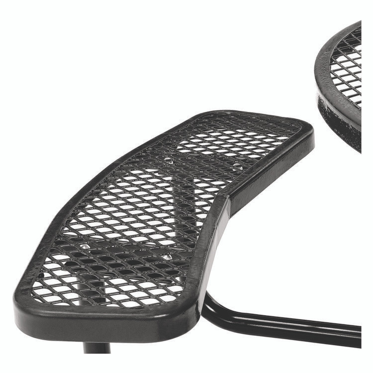 GLOBAL INDUSTRIAL 277150BK Expanded Steel Picnic Table, Round, 46" Dia x 29.5"h, Black Top, Black Base/Legs