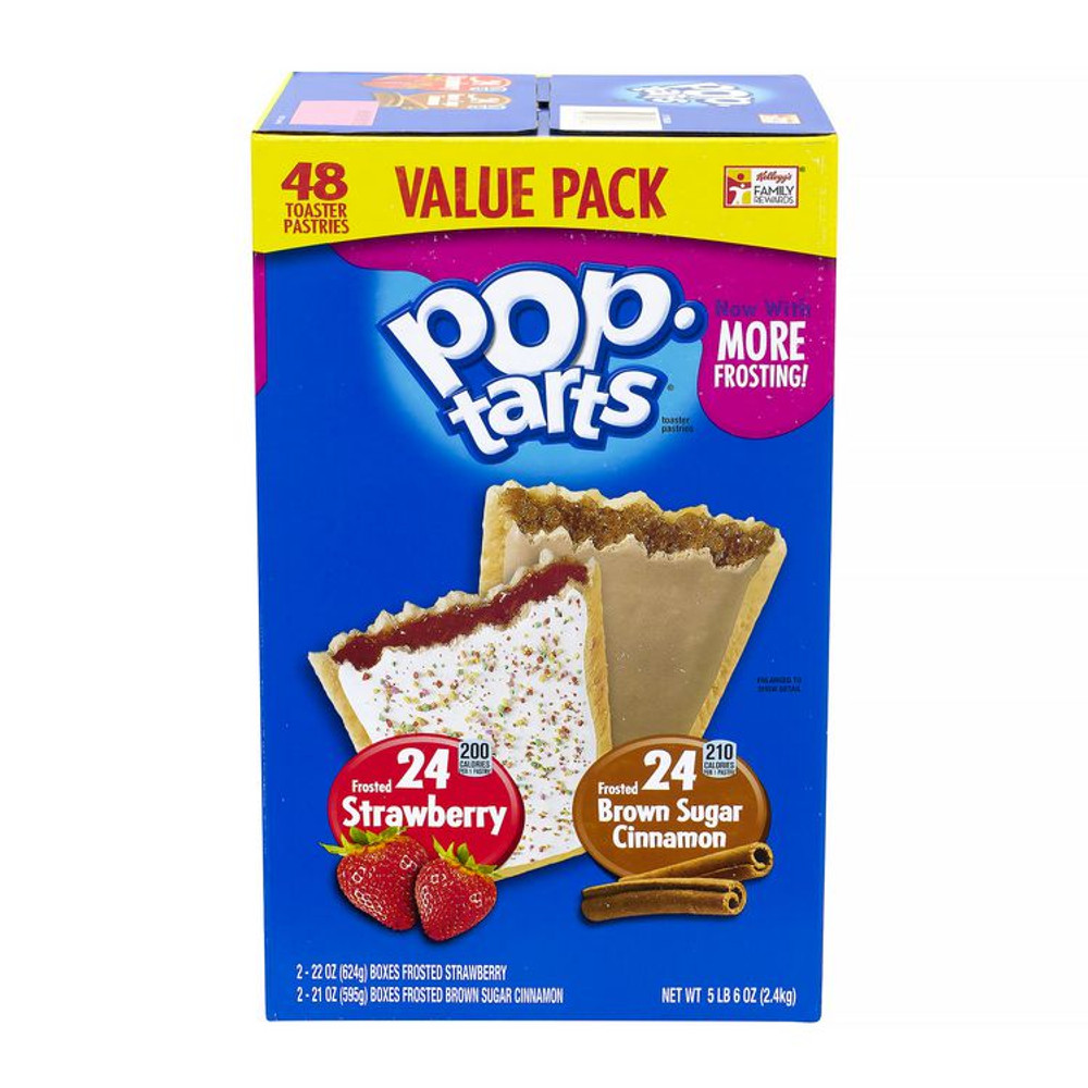 KELLOGG'S 60004083 Pop Tarts, Brown Sugar Cinnamon/Strawberry, 2/Pouch, 24 Pouches Box, 2 Boxes/Carton