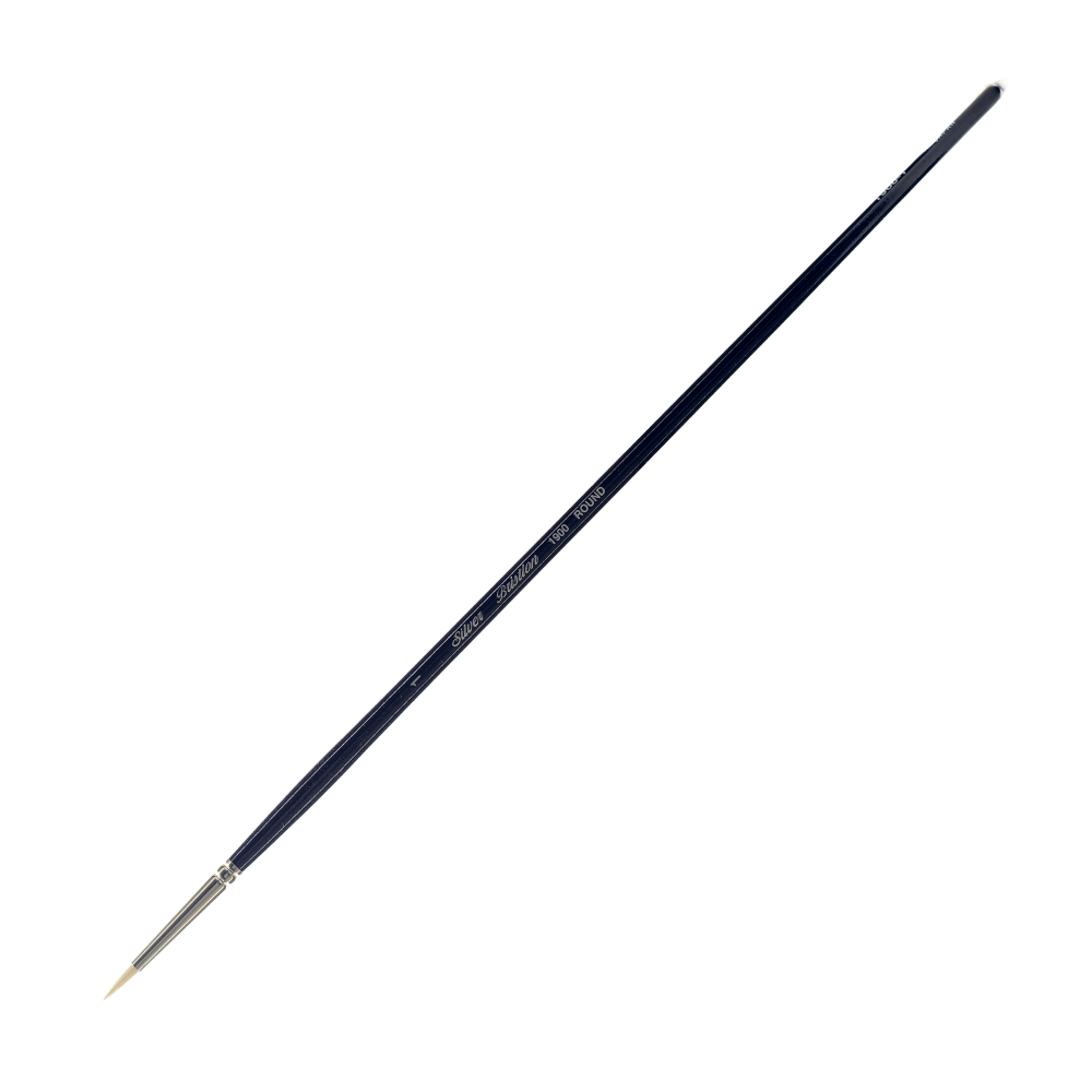 SILVER BRUSH LIMITED Silver Brush 1900-1  Bristlon Series Paint Brush, Size 1, Round Bristle, Synthetic, Deep Blue/Silver