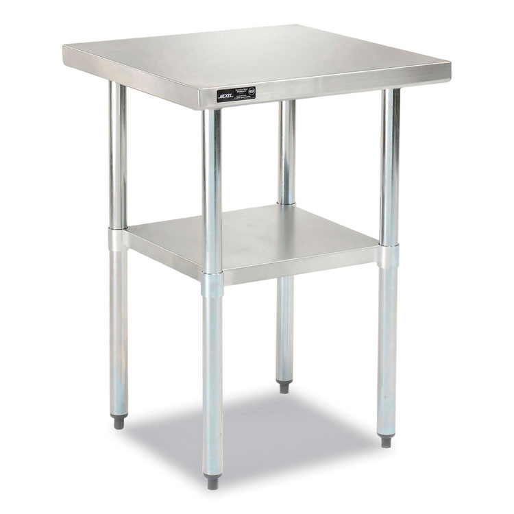 GLOBAL INDUSTRIAL 319054 Work Table with Undershelf, Square, 24 x 24 x 35, Silver Top, Silver Base/Legs
