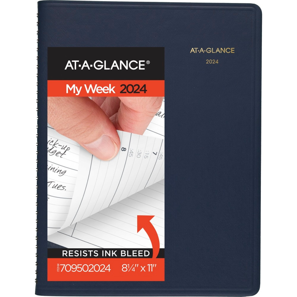 ACCO BRANDS USA, LLC 709502024 2024-2025 AT-A-GLANCE 13-Month Weekly Appointment Book Planner, 8-1/4in x 11in, Navy, January 2024 To January 2025, 7095020