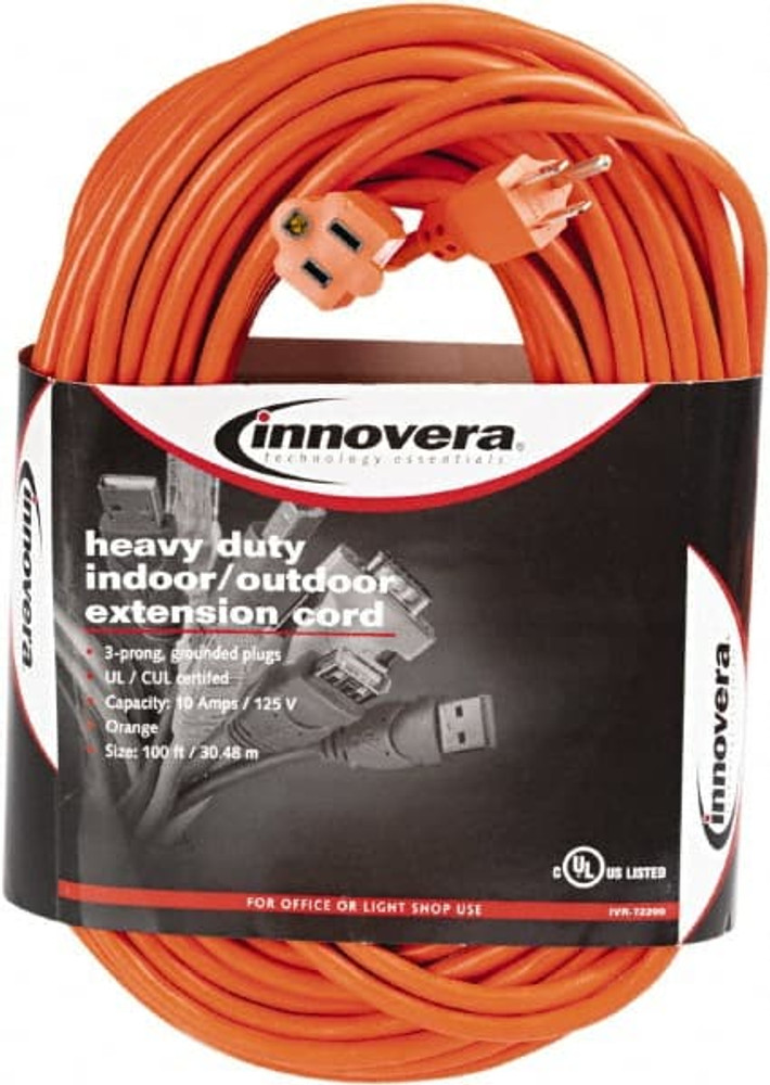 innovera IVR72200 100', 16/2 Gauge/Conductors, Orange Indoor & Outdoor Extension Cord