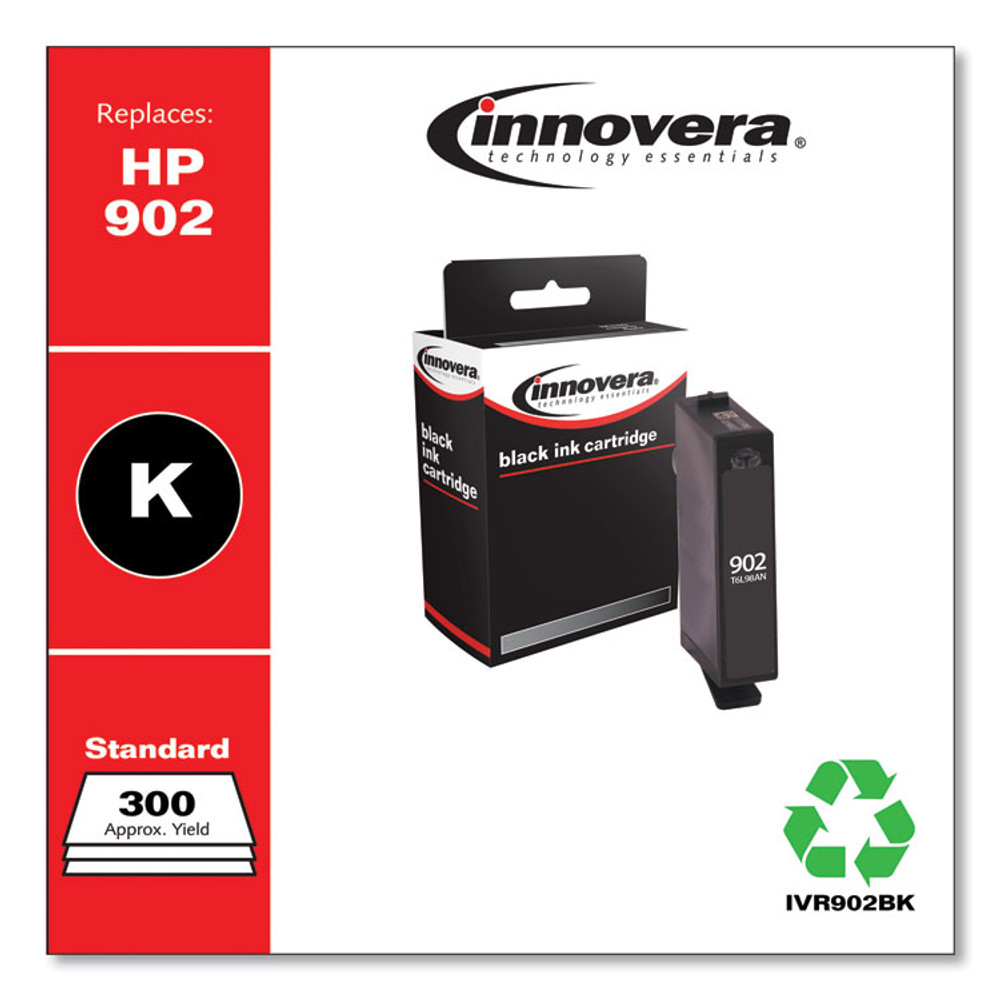 INNOVERA 902BK Remanufactured Black Ink, Replacement for 902 (T6L98AN), 300 Page-Yield